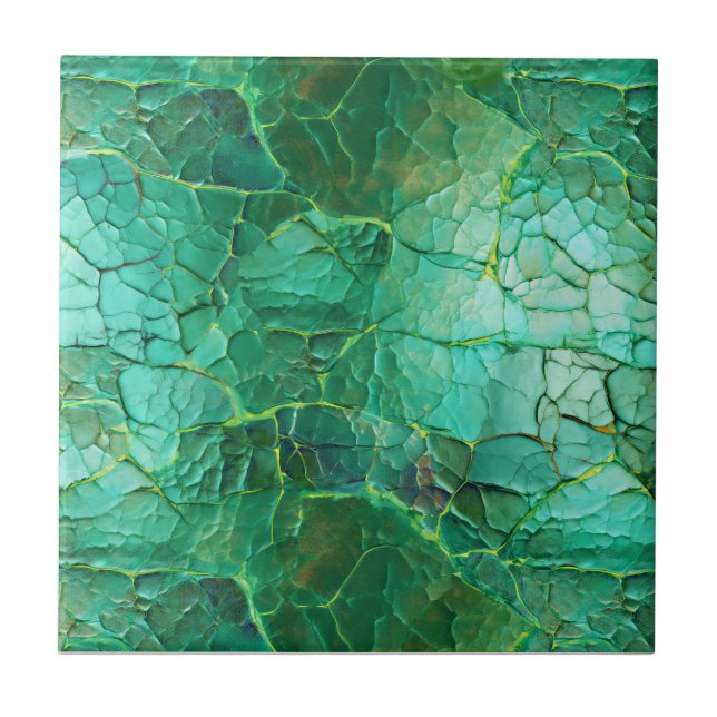 Carreau Texture craquée dans les tons vert et turquoise (Devant)
