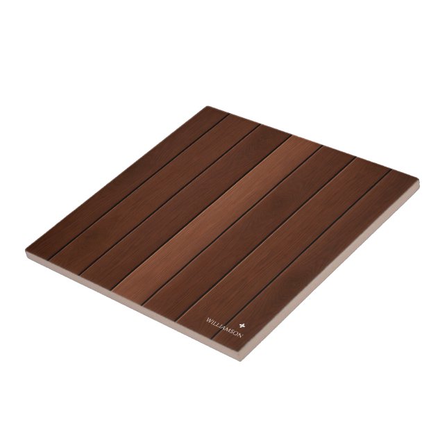 Carreau Texture de bois personnalisée marron (Côté)