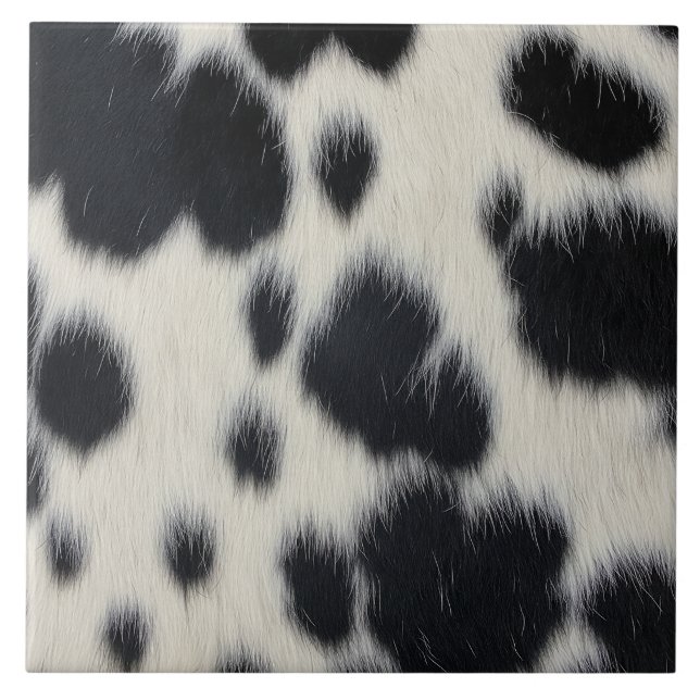 Carreau texture de cuir de peau de vache noir blanc poil a (Devant)