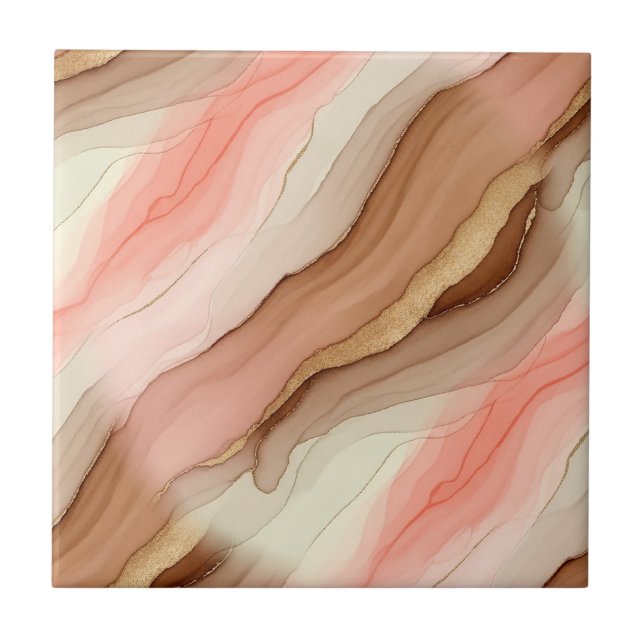 Carreau Texture de marbre organique avec terre brûlée et o (Devant)