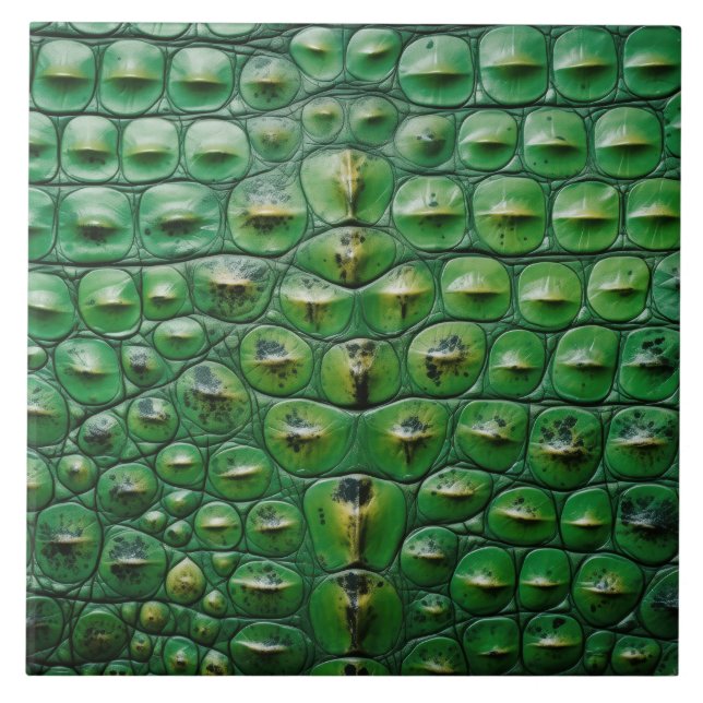 Carreau texture de peau de crocodile animal vert écaille s (Devant)