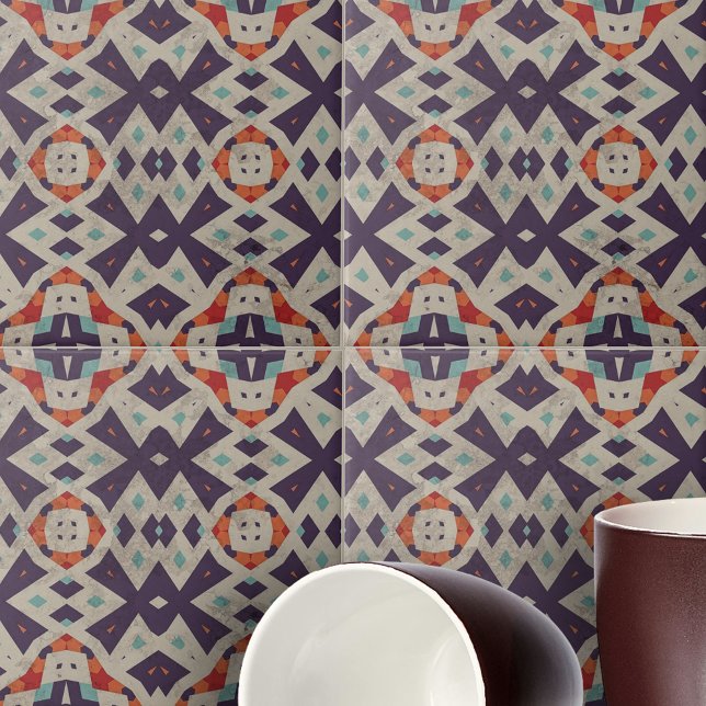 Carreau Texture en pierre détendue Mosaïque ethnique géomé (Créateur téléchargé)