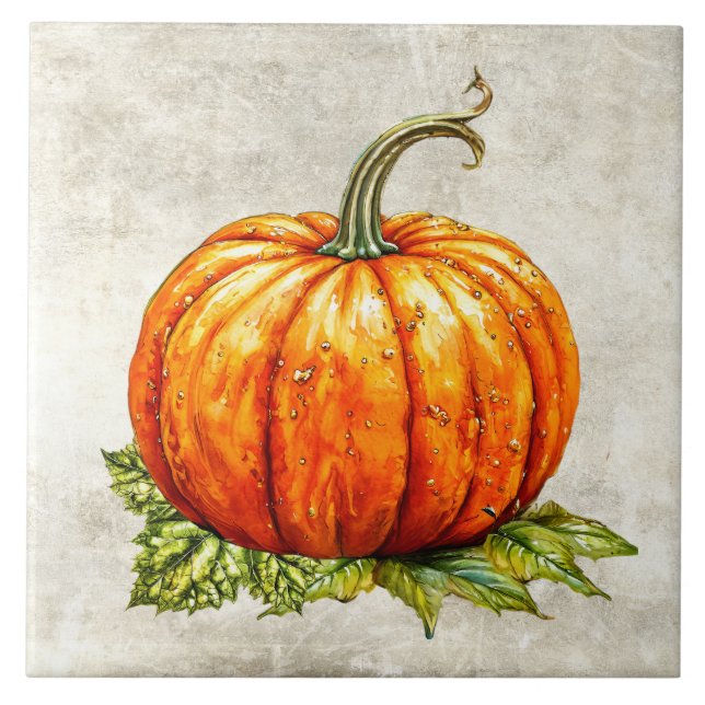 Carreau Texture fausse citrouille rustique aquarelle  (Devant)