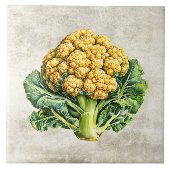 Carreau Texture fausse de chou-fleur rustique aquarelle  (Devant)