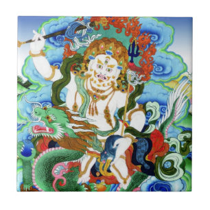 Carreau Thangka cool oriental tibétain Jambhala blanc