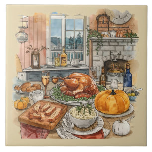 Carreau Thanksgiving, Style scandinave, Collecte de famill