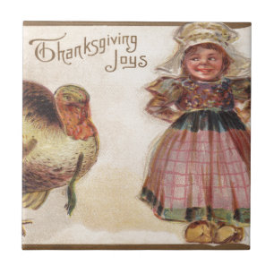 Carreau Thanksgiving vintage, Turquie avec Pèlerin