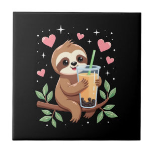 Carreau Thé au lait bulles Boba Paresseux Mignon Kawaii Fe