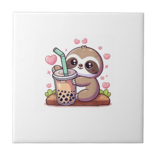 Carreau Thé au lait bulles Boba Paresseux Mignon Kawaii Fe