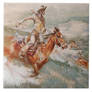 Carreau « The Chase » Art occidental par Edward Borein