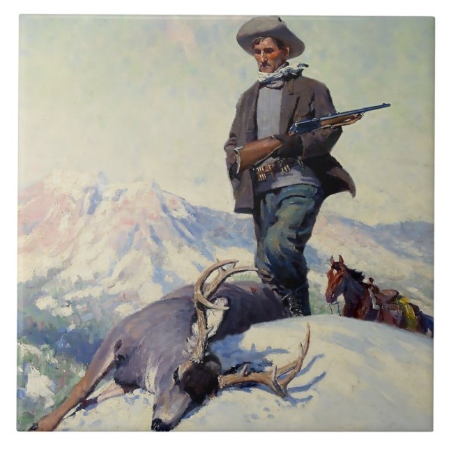Carreau « The Deer Hunter » par W Herbert Dunton (Devant)