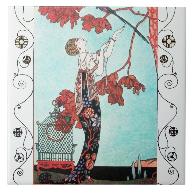 Carreau THE FLIGHTY BIRD ,BEAUTY FASHION/ Geometric Swirls (Devant)