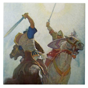 Carreau "The Sword Battle Was Fierce" by NC Wyeth