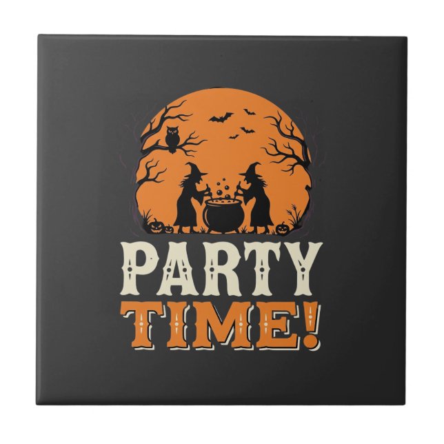 Carreau Thème de fête d'Halloween Sorcière Chaudron Design (Devant)