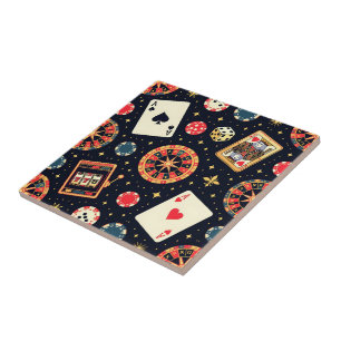 Carreau Thème de motif de casino sur fond noir