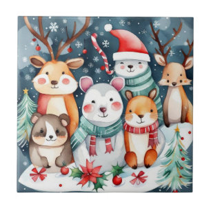 Carreau Thème de Noël Animaux mignons