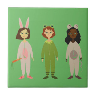 Carreau Thème des amies en pyjama pour filles mignonnes