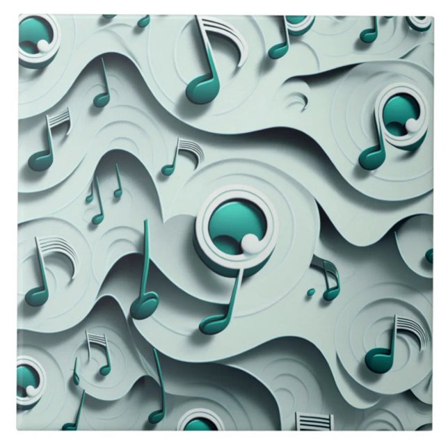 Carreau Thème musical Émeraude (The complete printed tile design. Tiles sold individually.)