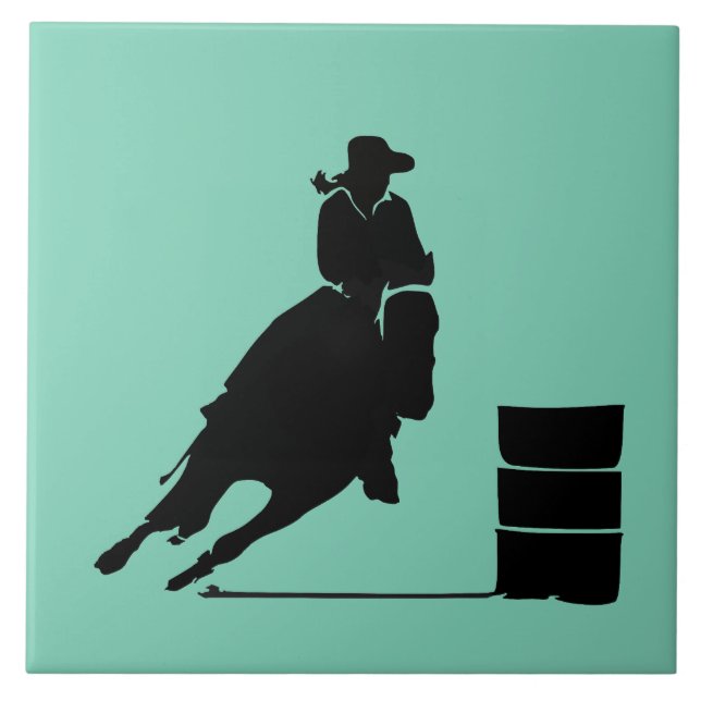 Carreau Thème Rodéo Cowgirl Barrel Racine Silhouette (Devant)