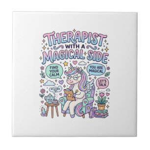 Carreau Thérapeute Licorne avec un Cadeau Magique Idée Cad