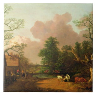 Carreau Thomas Gainsborough   un paysage avec des figures,