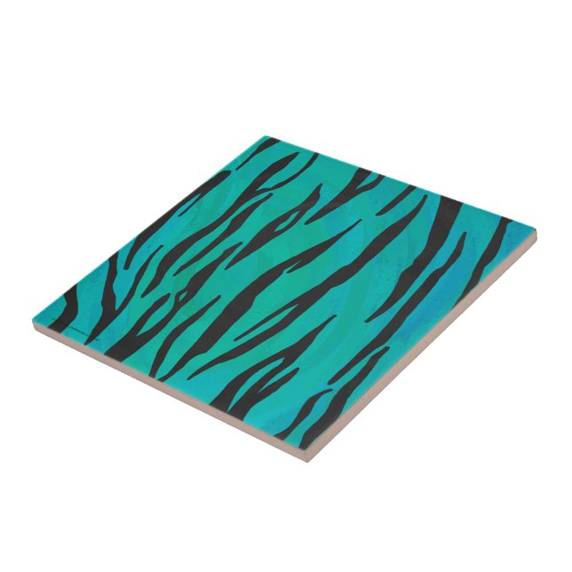 Carreau Tiger noir et Turquoise (Côté)