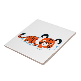 Carreau Tigre de dessin mignon sur la dalle de pinceau