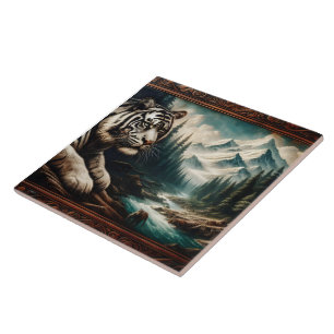 Carreau Tigre du Bengale reposant sur la rivière Mountain