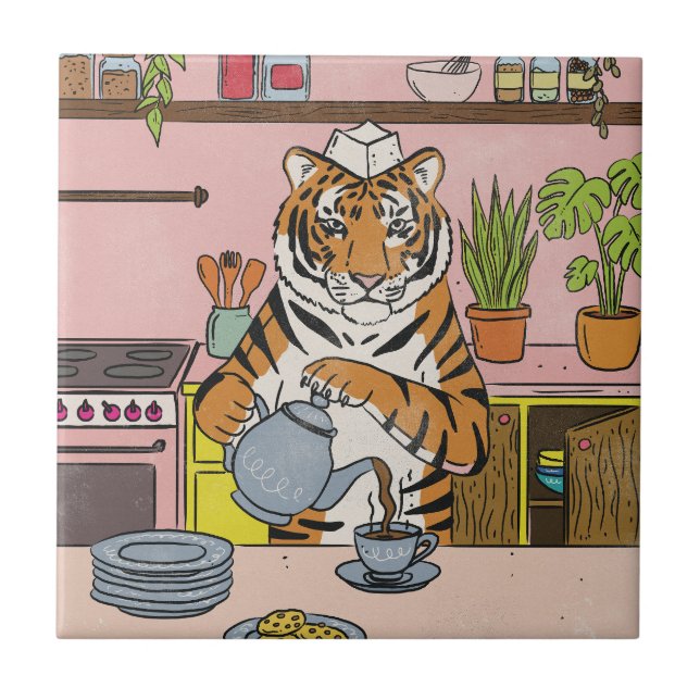Carreau Tigre faisant du thé (Devant)