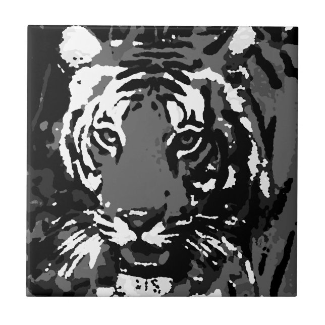 Carreau Tigre noir blanc Pop Art (Devant)