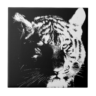 Carreau Tigre noir et blanc Pop Art