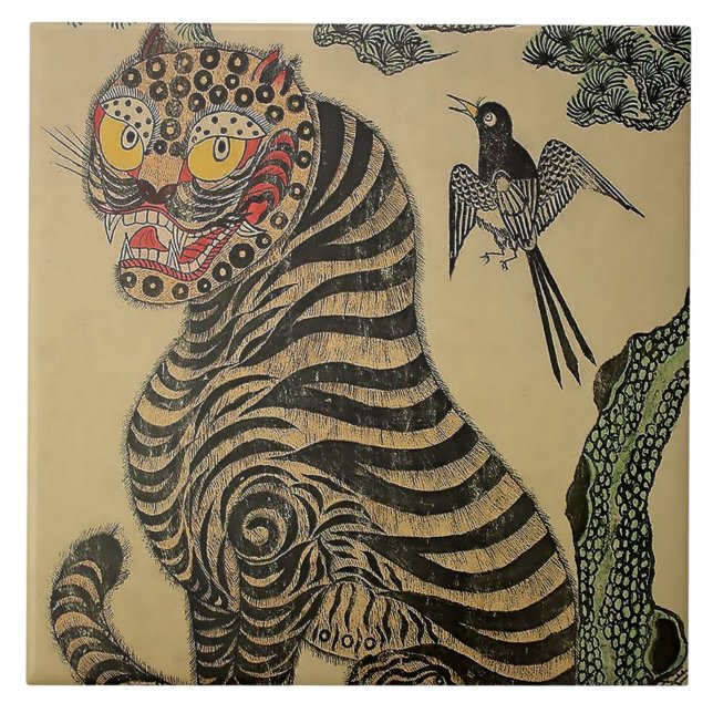 Carreau Tigre rayé coréen Minhwa (Devant)