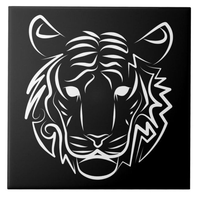 Carreau Tigre tribal noir et blanc (Devant)