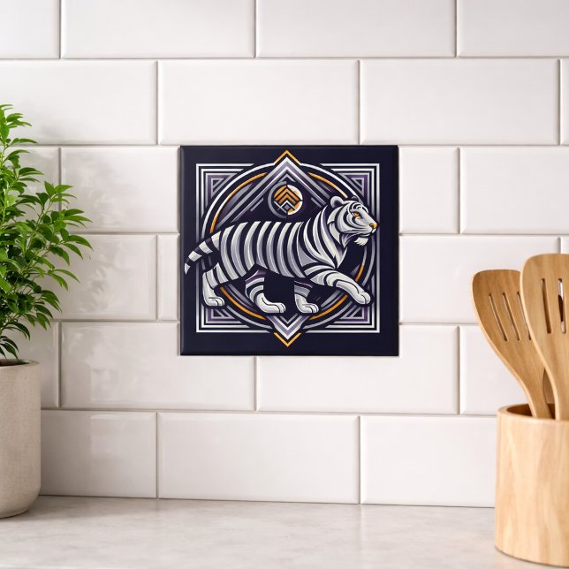 Carreau Tigre Vintage Bleu Nuit (Créateur téléchargé)