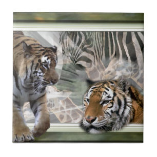 Carreau Tigres, zèbre, girafe, jungle primitive