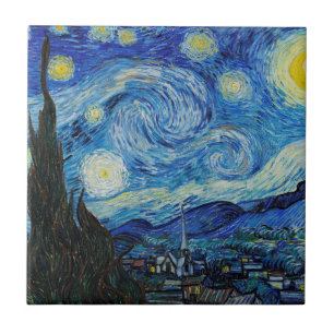 CARREAU TILE CÉRAMIQUE : "STARRY NIGHT" VINCENT VAN GOGH A