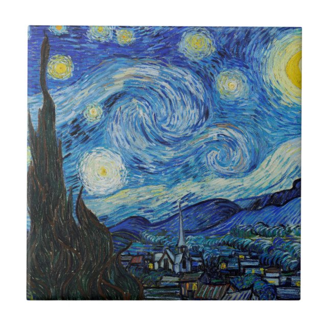 CARREAU TILE CÉRAMIQUE : "STARRY NIGHT" VINCENT VAN GOGH A (Devant)