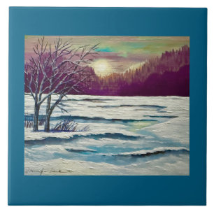 Carreau Tile de coucher de soleil en hiver