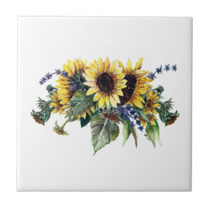 Carreau Tile de tournesol et de bouquet Fleur sauvage