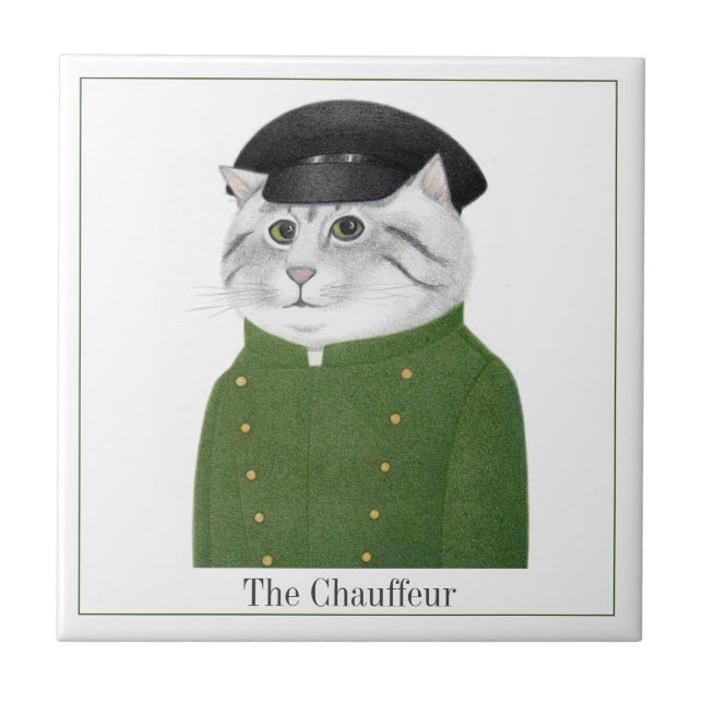 Carreau Tile en céramique Carré CHAUFFEUR CAT 4,25" + Text (Devant)