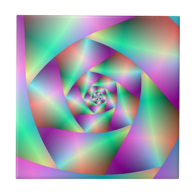 Carreau Tile Spirale en Turquoise et Rose (Devant)