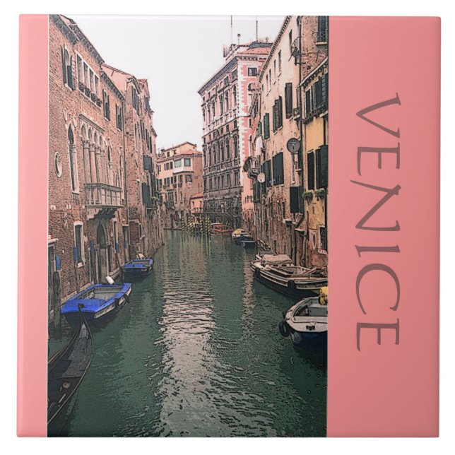 CARREAU TILE/TRIVET/SCÈNE CANAL VÉNÉTIEN (Devant)