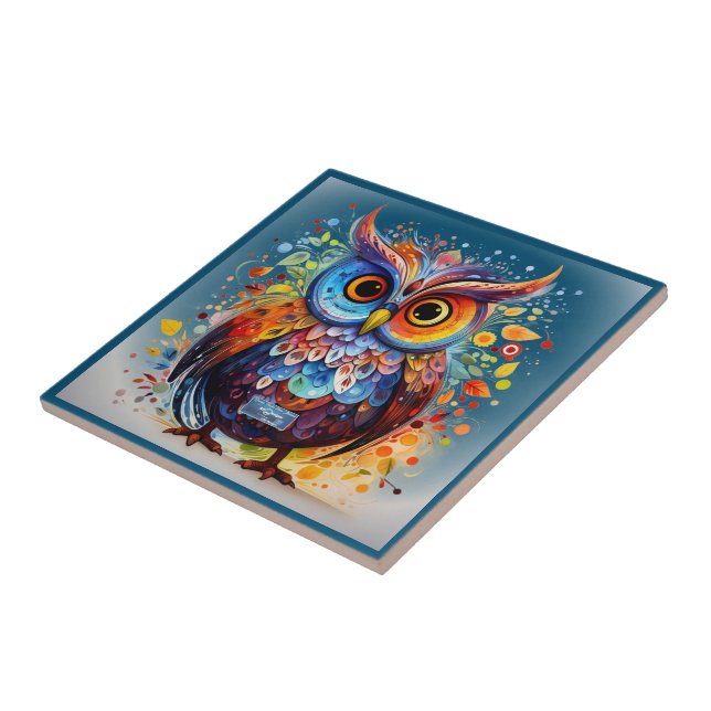 Carreau Tile Turquoise foncé (Chouette d'automne) RFPMDesi (Côté)