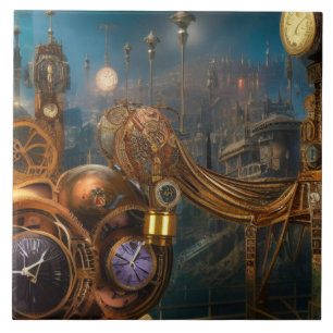 Carreau Timbre en céramique futuriste industriel