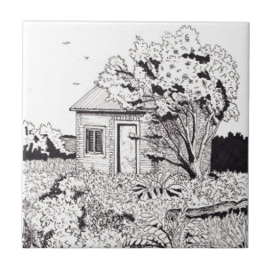 Carreau Tiny Farmhouse Botanical Garden Pen d'encre