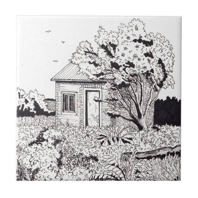 Carreau Tiny Farmhouse Botanical Garden Pen d'encre (Devant)
