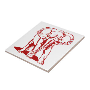 Carreau Tirage de trait d'éléphant rouge sombre