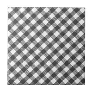 Carreau Tissu blanc noir en céramique - Vintage