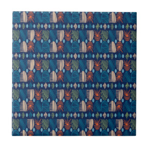 Carreau Tissu de moisissure tribale des Caraïbes : bleu fe