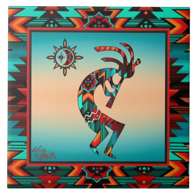 Carreau TITRE CÉRAMIQUE Kokopelli Sud-Ouest (Devant)